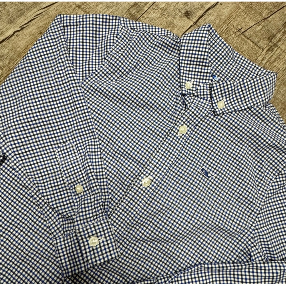 Vineyard Vines Boys‎ Size 5 On-The-Go Performance Gingham Button Down Shirt Blue